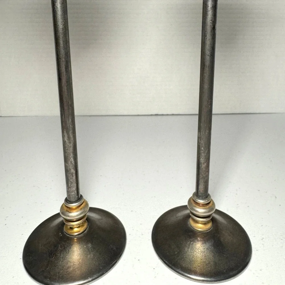 Vintage Italian Silverplate Taper Candle Holders Italy Mid Century Modern 8.5